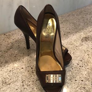 Michael Kors leather peep toe heel